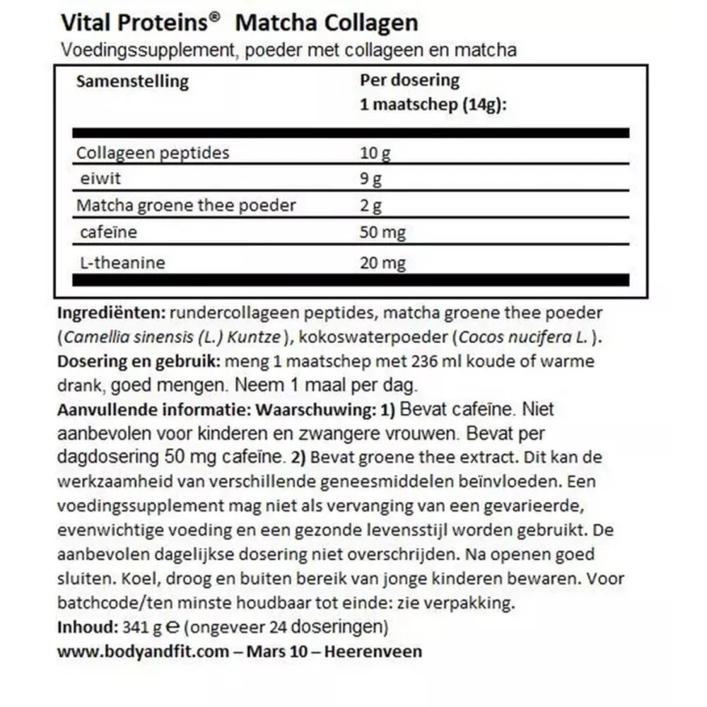 Vital Proteins Matcha Collageen 4 Vital Proteins Matcha Collageen - Afbeelding 4